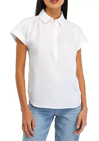 Petite Pullover Blouse with Buttons