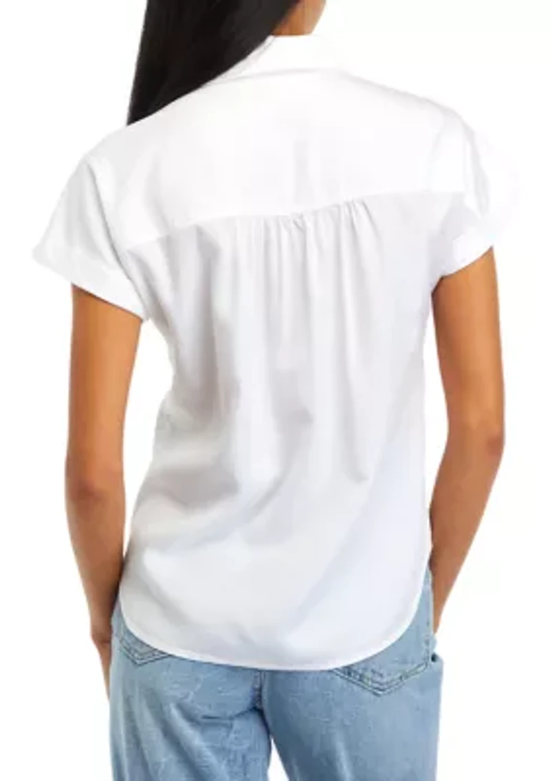 Petite Pullover Blouse with Buttons