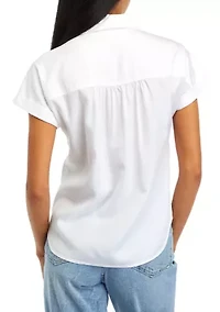 Petite Pullover Blouse with Buttons