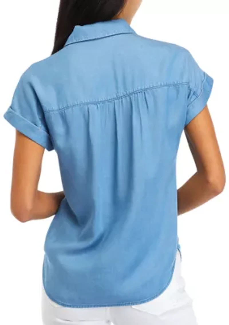 Petite Pullover Blouse with Buttons