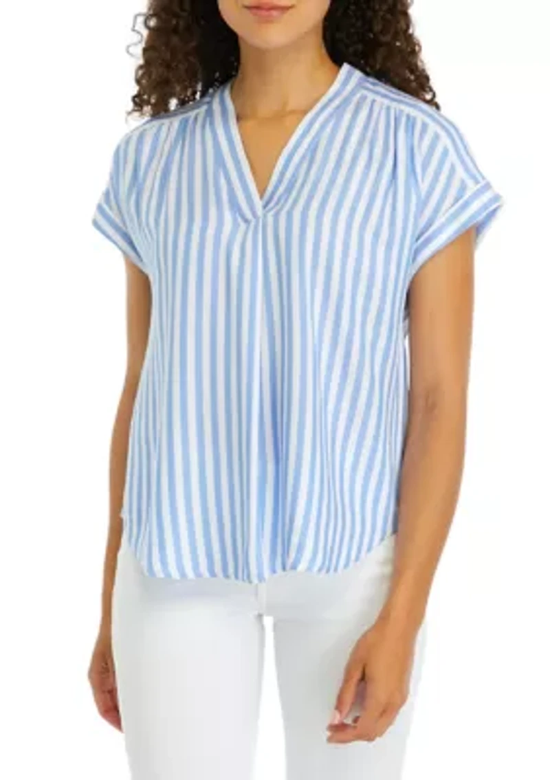 Petite Cap Sleeve V-Neck Blouse