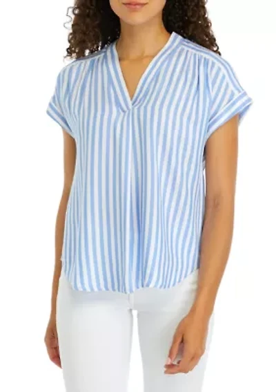 Petite Cap Sleeve V-Neck Blouse