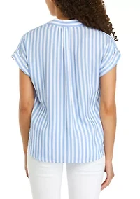 Petite Cap Sleeve V-Neck Blouse