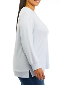 Plus V-Neck French Terry Top