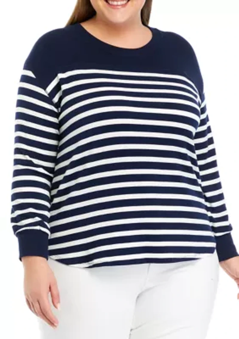 Plus Drop Shoulder High Low Hem Top