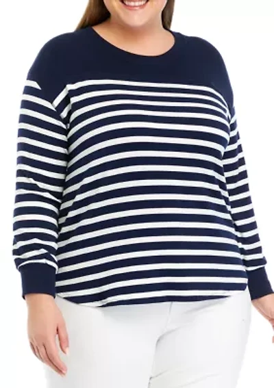 Plus Drop Shoulder High Low Hem Top