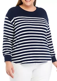 Plus Drop Shoulder High Low Hem Top