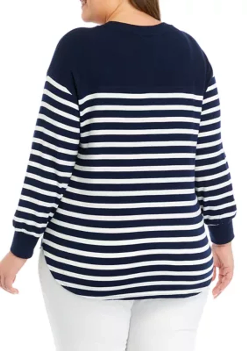 Plus Drop Shoulder High Low Hem Top