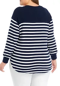 Plus Drop Shoulder High Low Hem Top