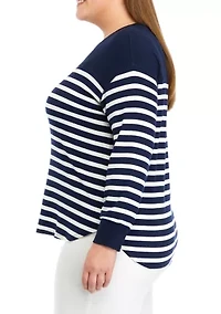 Plus Drop Shoulder High Low Hem Top