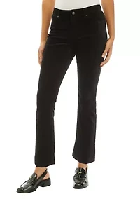 Petite Flare Cropped Fit Velvet Pants