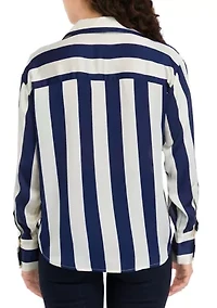 Petite Long Sleeve Collar Button Down Shirt