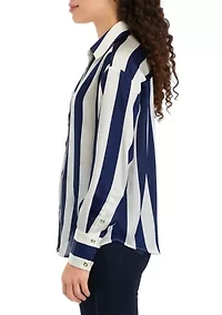Petite Long Sleeve Collar Button Down Shirt