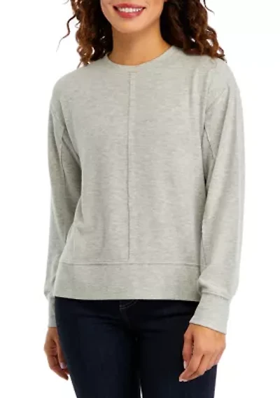 Petite Long Sleeve Drop Shoulder Knit Top