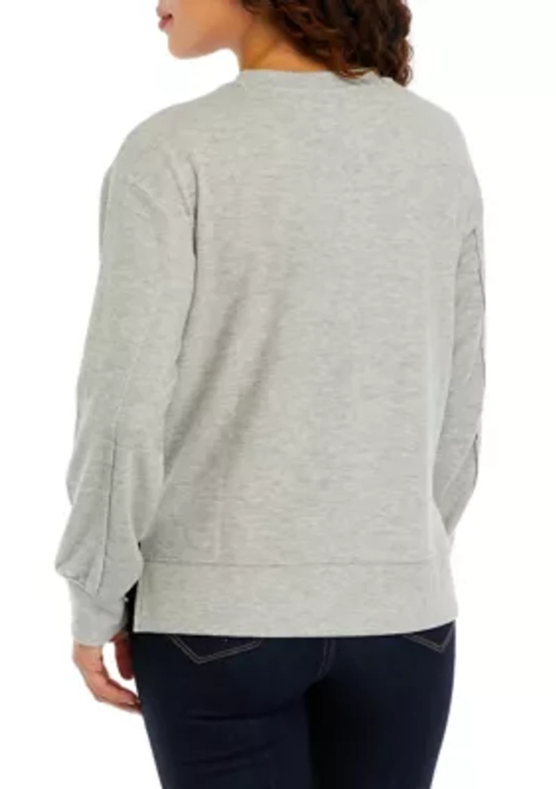 Petite Long Sleeve Drop Shoulder Knit Top