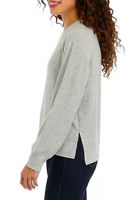 Petite Long Sleeve Drop Shoulder Knit Top