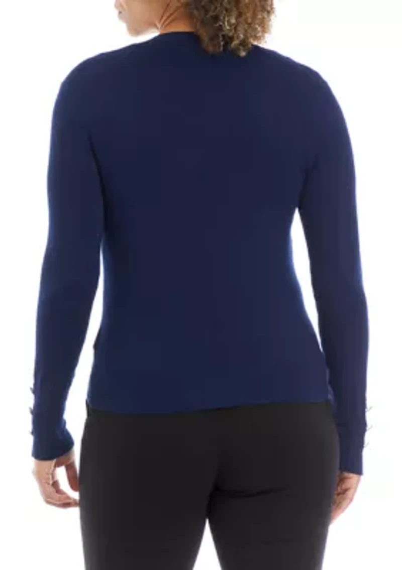 Petite Long Sleeve V-Neck Cardigan