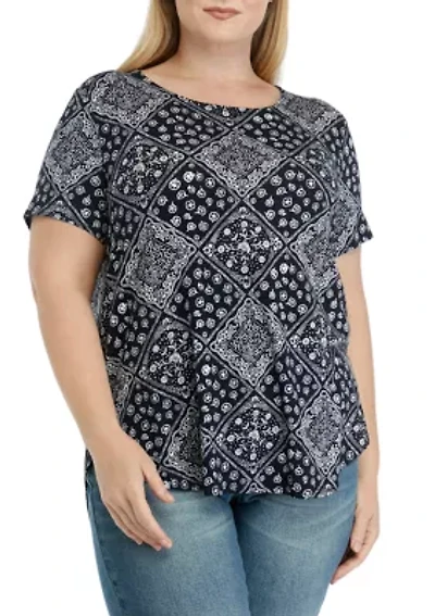 Plus Short Sleeve Crew Neck Hi Low Shirt