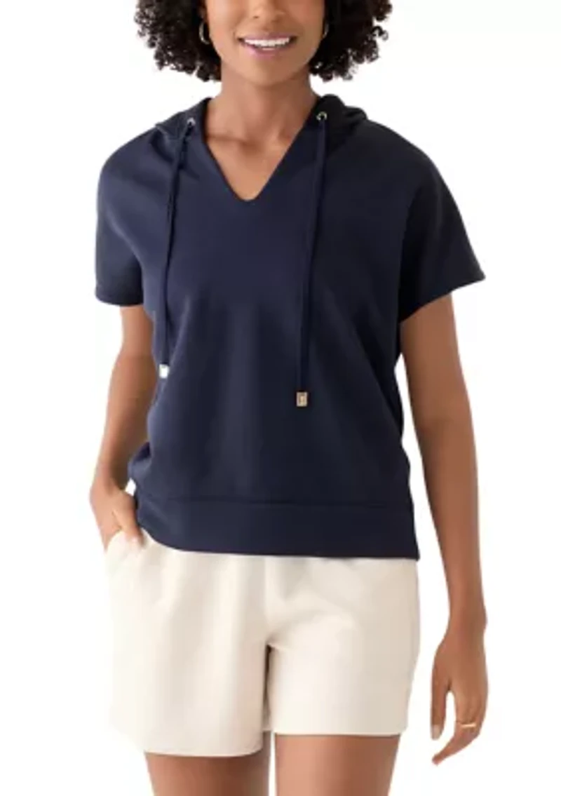 Women's Short Sleeve Scuba Hoodie