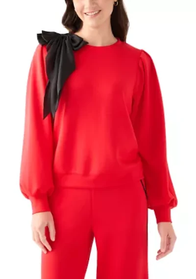 Women's Puff Sleeve Bow Sweatshirt