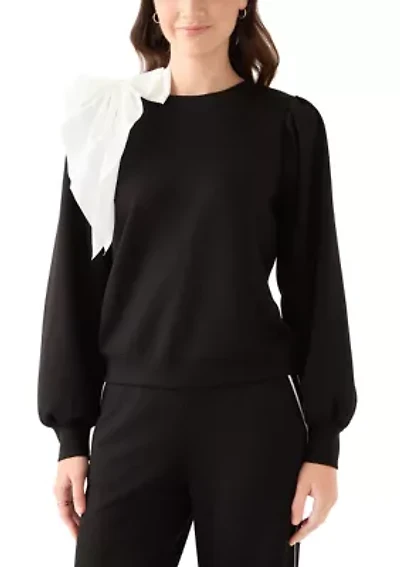 Women's Puff Sleeve Bow Sweatshirt