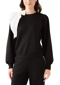 Women's Puff Sleeve Bow Sweatshirt