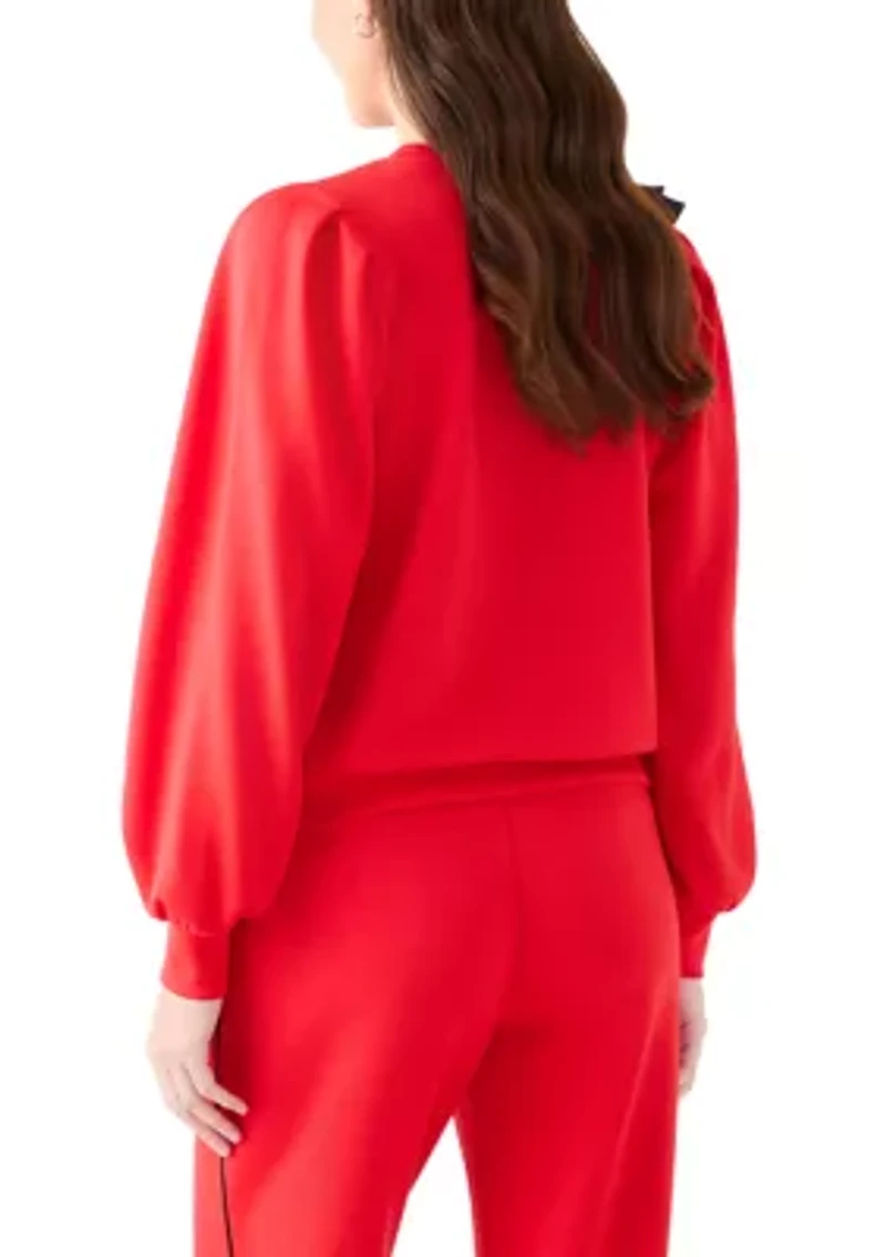 Women's Puff Sleeve Bow Sweatshirt