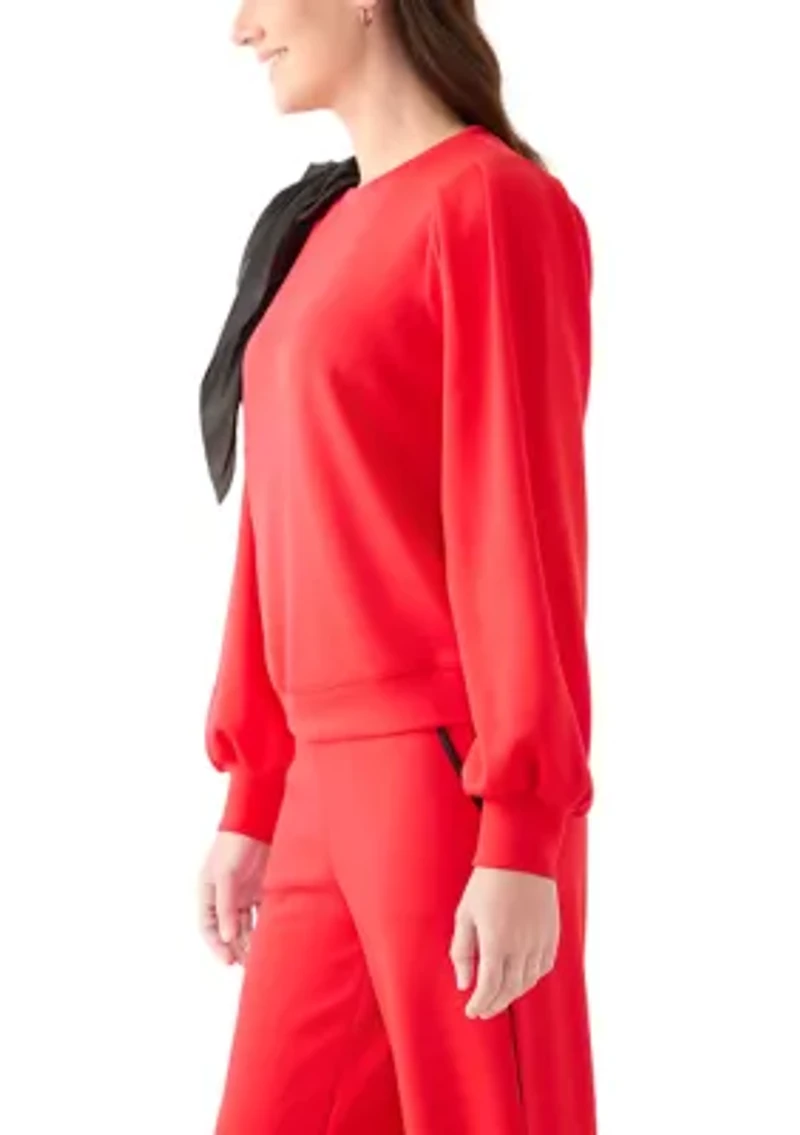 Women's Puff Sleeve Bow Sweatshirt