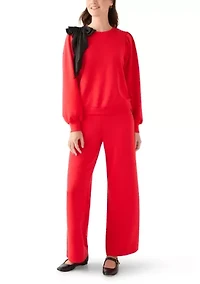 Women's Puff Sleeve Bow Sweatshirt