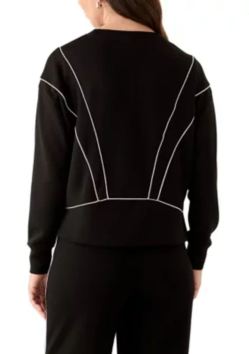 Women's Satin Piped Sweatshirt