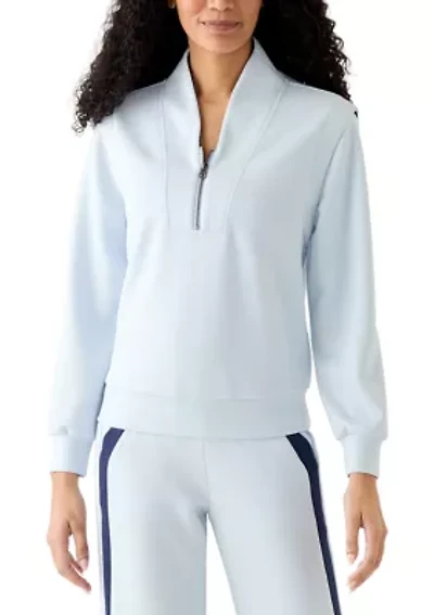 Women's Long Sleeve Zip Placket Scuba Sweatshirt