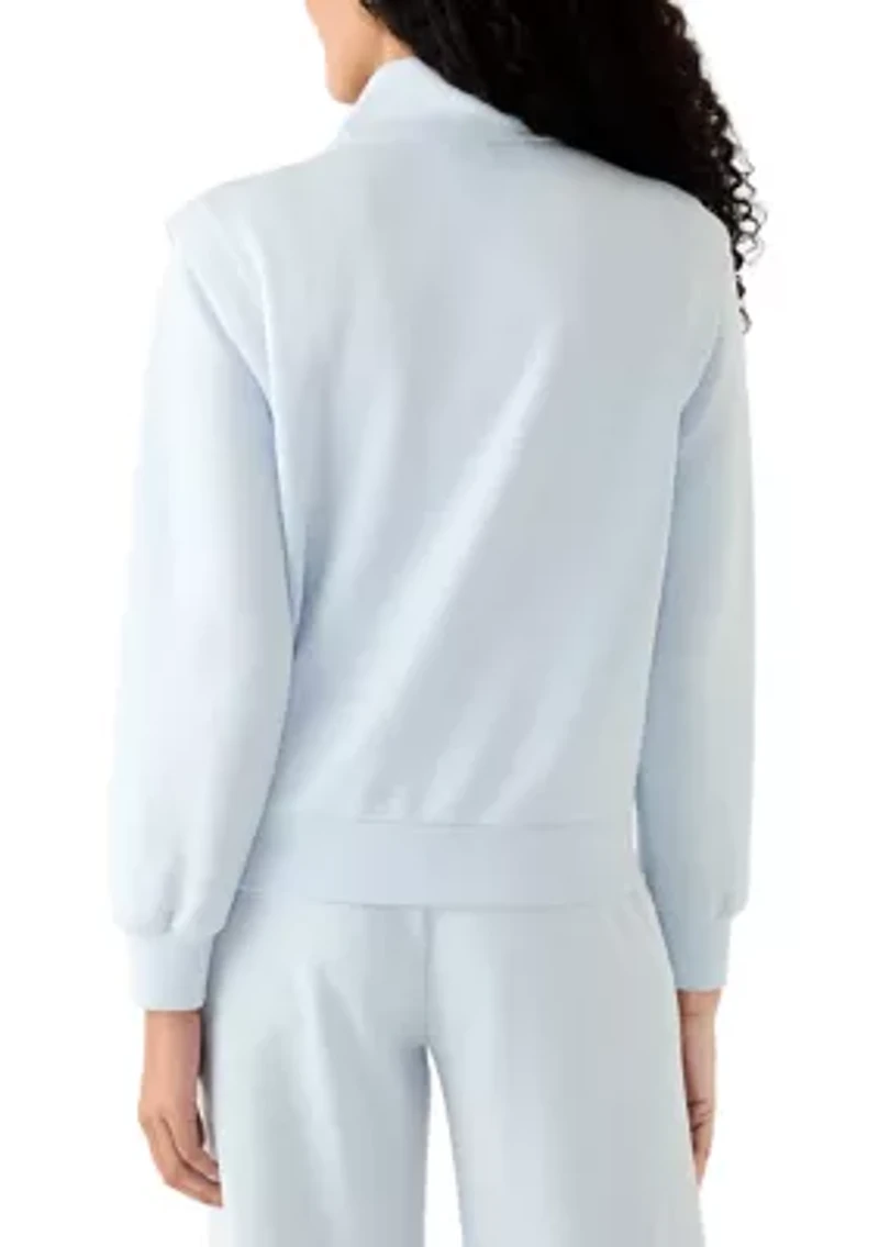 Women's Long Sleeve Zip Placket Scuba Sweatshirt