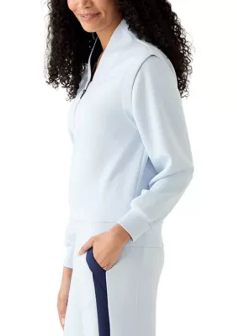 Women's Long Sleeve Zip Placket Scuba Sweatshirt