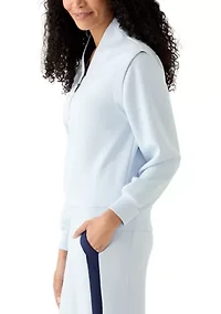 Women's Long Sleeve Zip Placket Scuba Sweatshirt