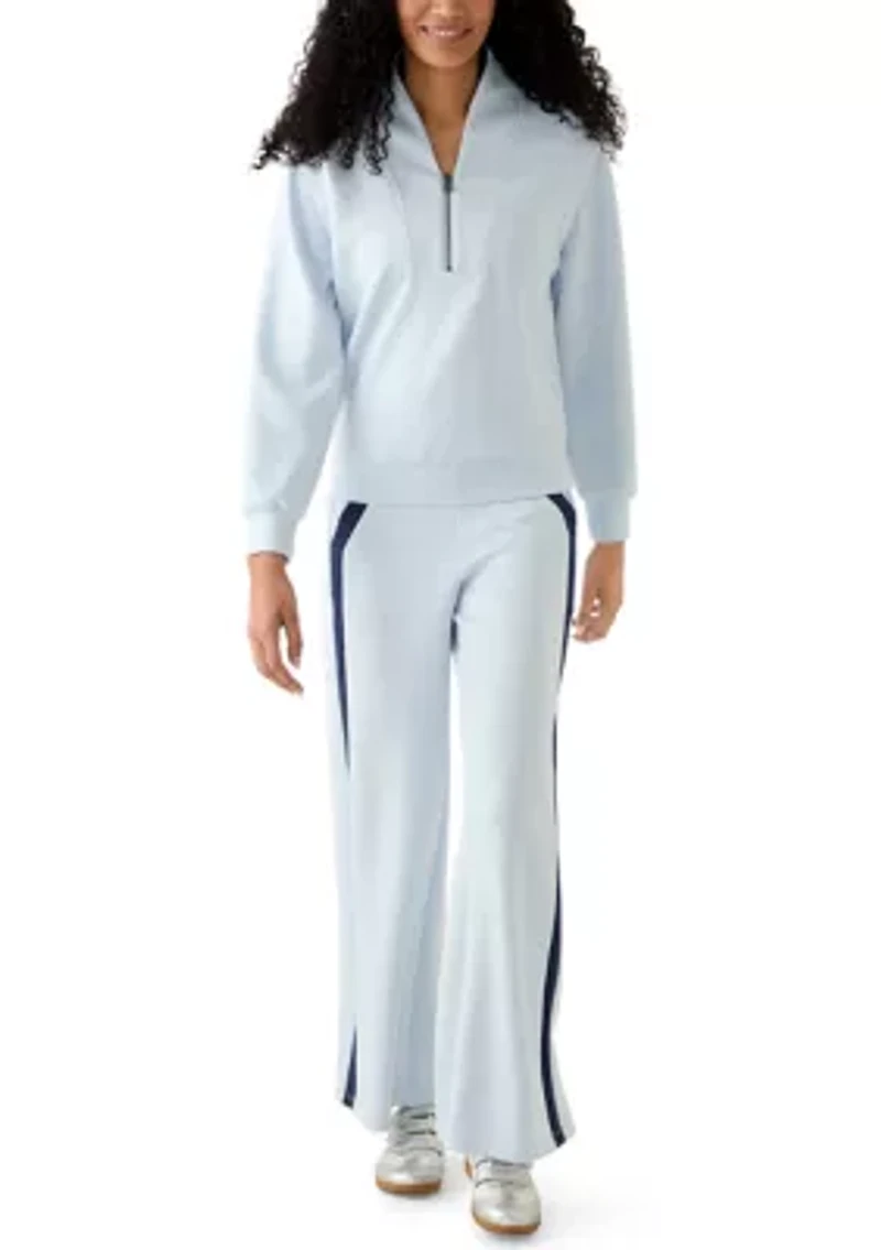 Women's Long Sleeve Zip Placket Scuba Sweatshirt