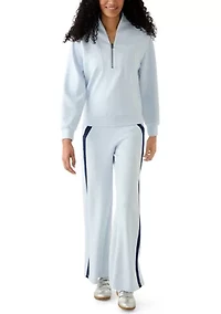 Women's Long Sleeve Zip Placket Scuba Sweatshirt