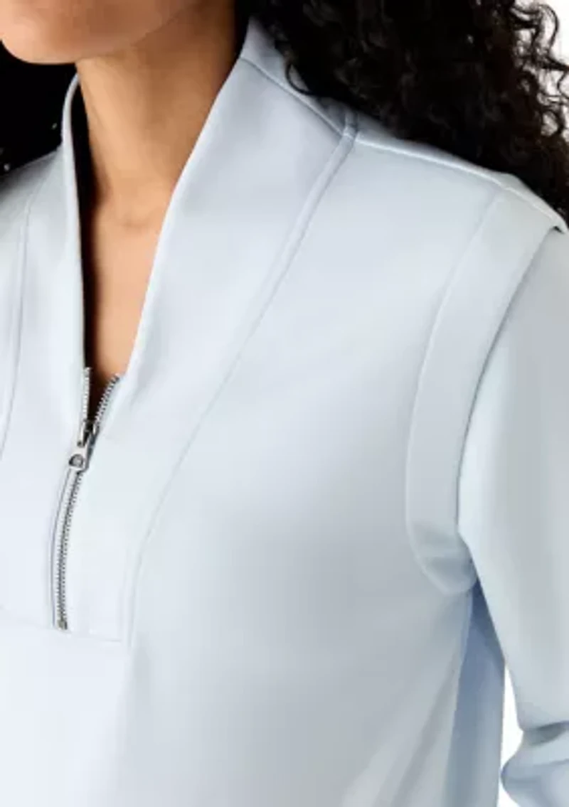 Women's Long Sleeve Zip Placket Scuba Sweatshirt