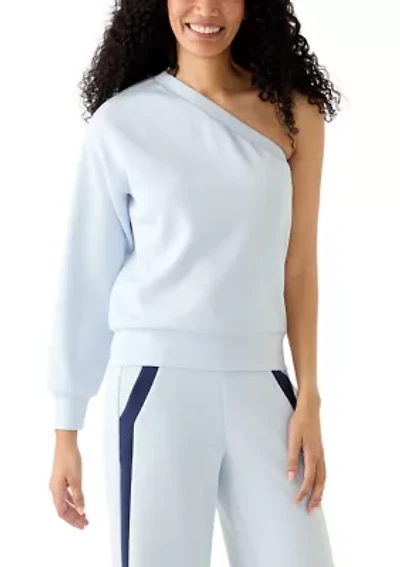 Women's Long Sleeve One Shoulder Scuba Sweatshirt