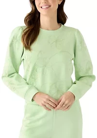 Women's Puff Shoulder Floral Scuba Knit Shirt