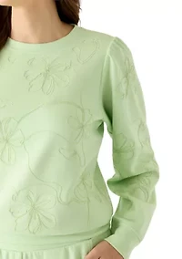 Women's Puff Shoulder Floral Scuba Knit Shirt