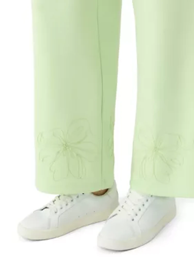 Women's Floral Trim Scuba Pants