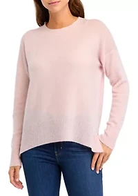 Women's Crew Neck Split Hem Cashmere Sweater
