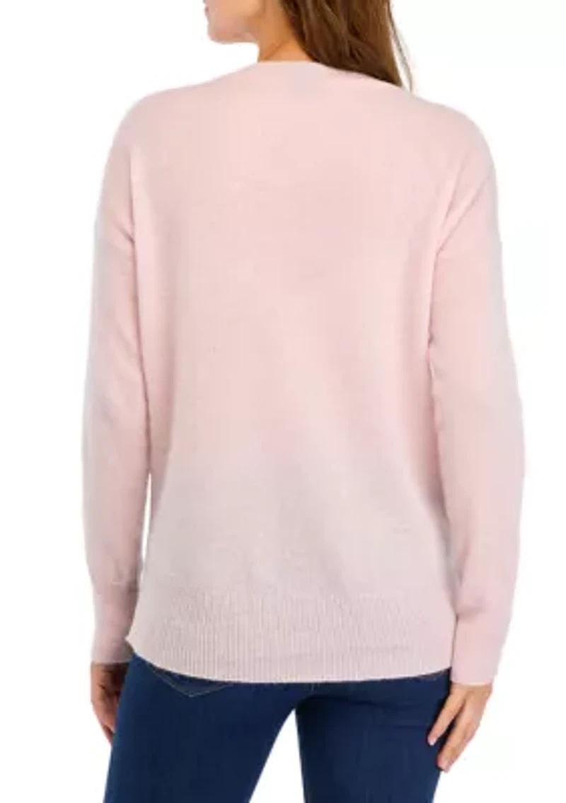 Women's Crew Neck Split Hem Cashmere Sweater