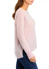Women's Crew Neck Split Hem Cashmere Sweater