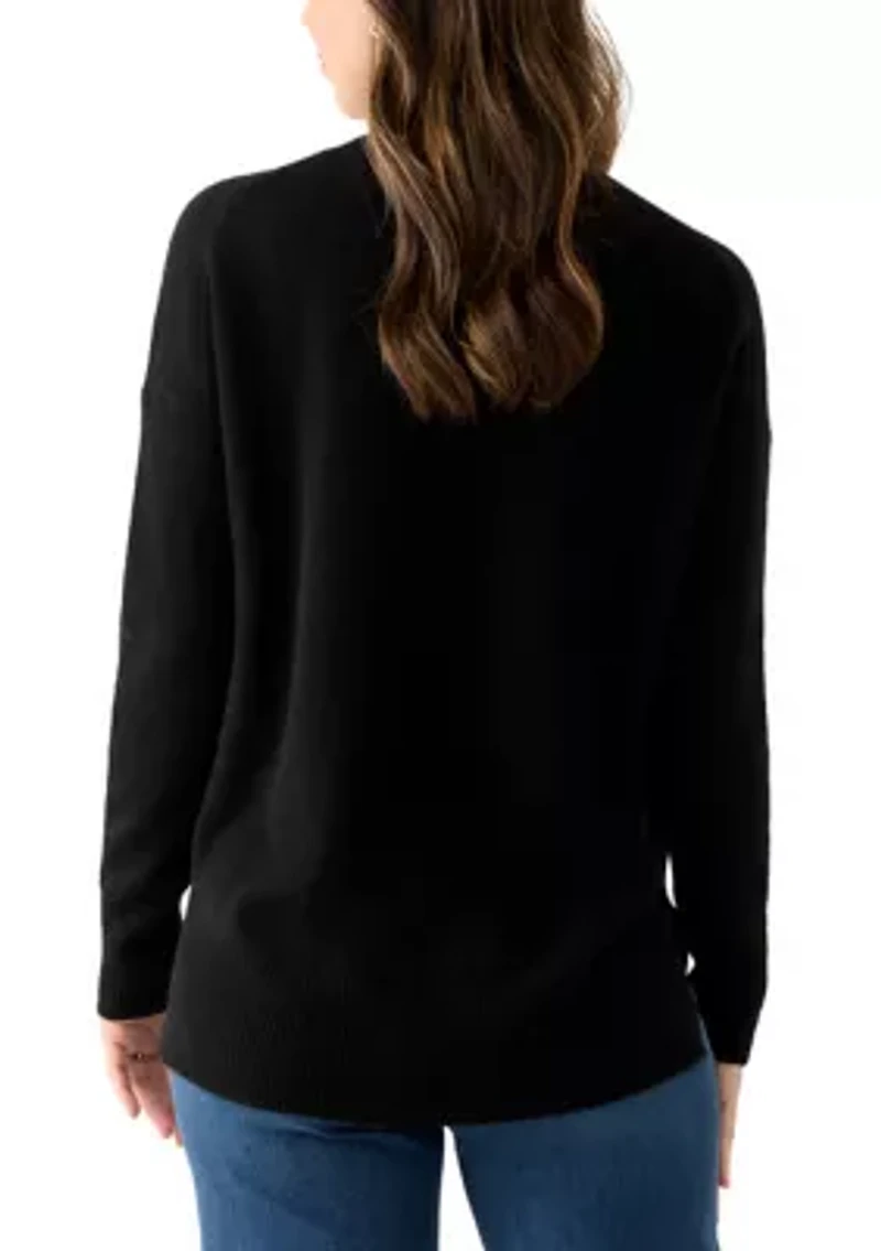Women's V-Neck Split Hem Cashmere Sweater