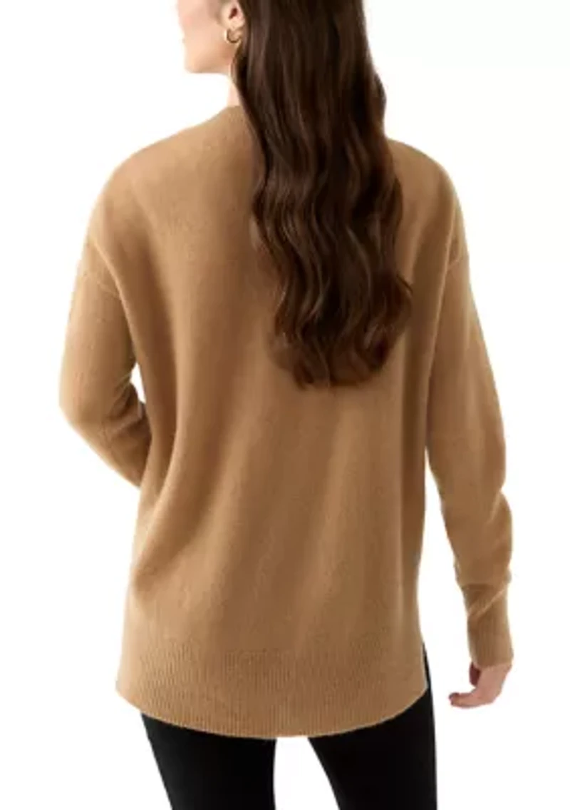 Women's V-Neck Split Hem Cashmere Sweater