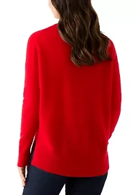 Women's V-Neck Split Hem Cashmere Sweater