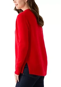 Women's V-Neck Split Hem Cashmere Sweater