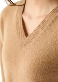 Women's V-Neck Split Hem Cashmere Sweater