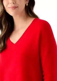 Women's V-Neck Split Hem Cashmere Sweater